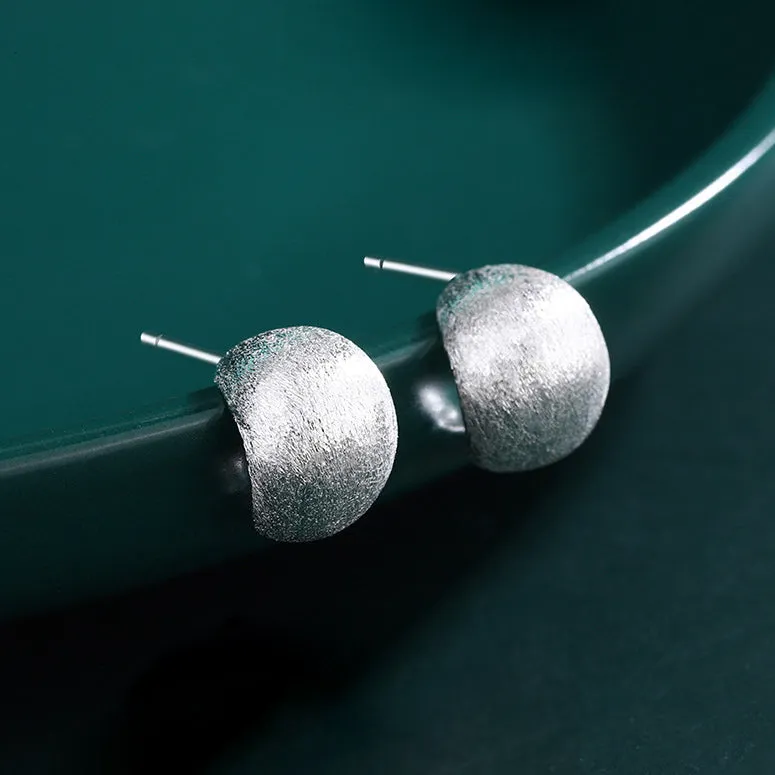 Matte Sterling Silver Half Hoop Earrings for Women