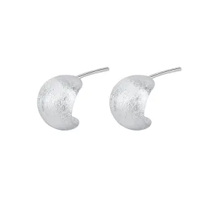 Matte Sterling Silver Half Hoop Earrings for Women