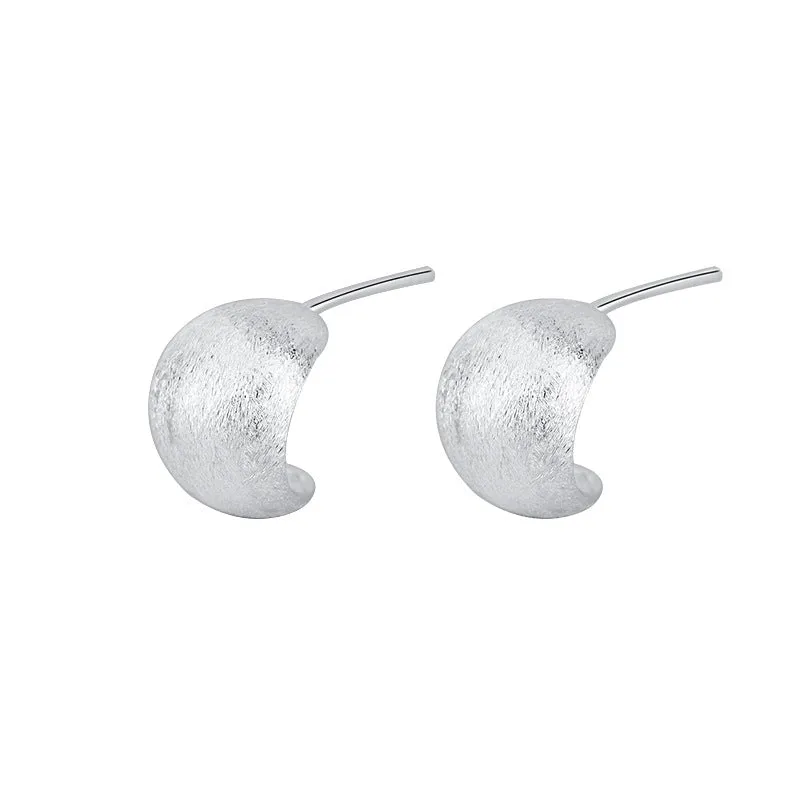 Matte Sterling Silver Half Hoop Earrings for Women