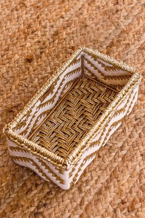 Memories Trinket Storage Tray - White & Gold