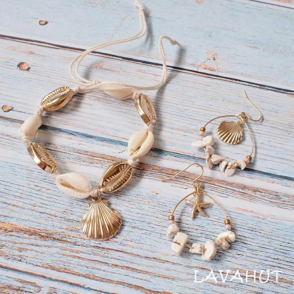 Mermaid Gold Cowry Seashell Hawaiian Bracelet