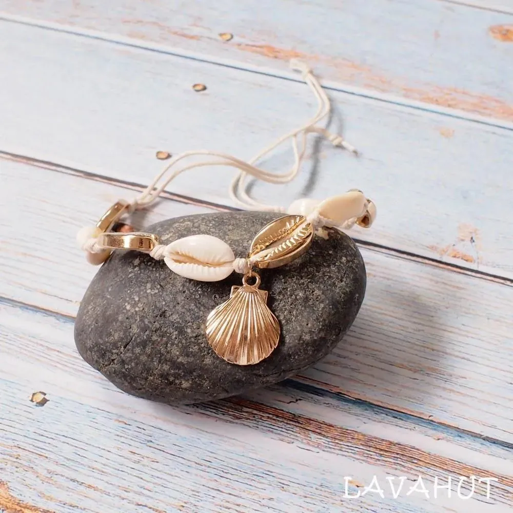 Mermaid Gold Cowry Seashell Hawaiian Bracelet