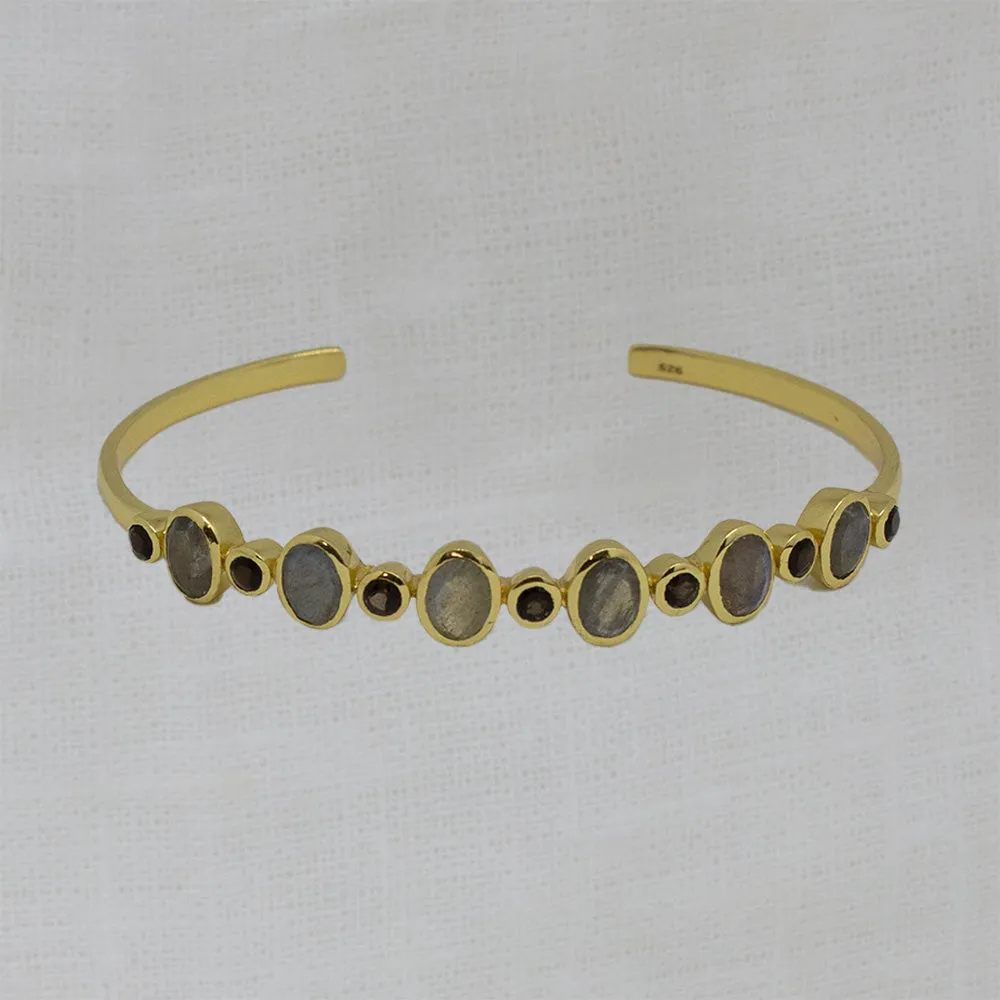 Multi-stone Gemstone Cuff Bracelet in Labradorite
