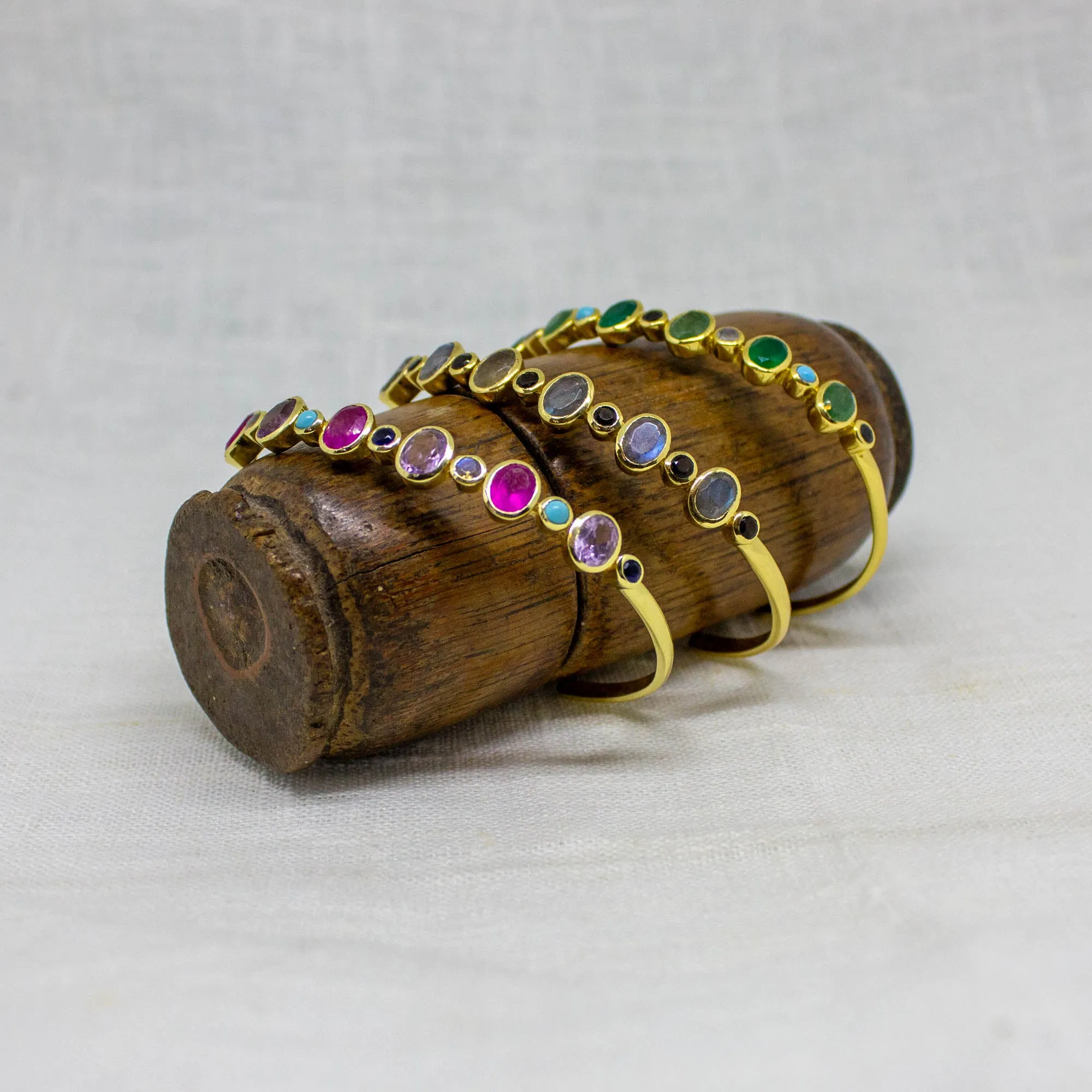 Multi-stone Gemstone Cuff Bracelet in Labradorite