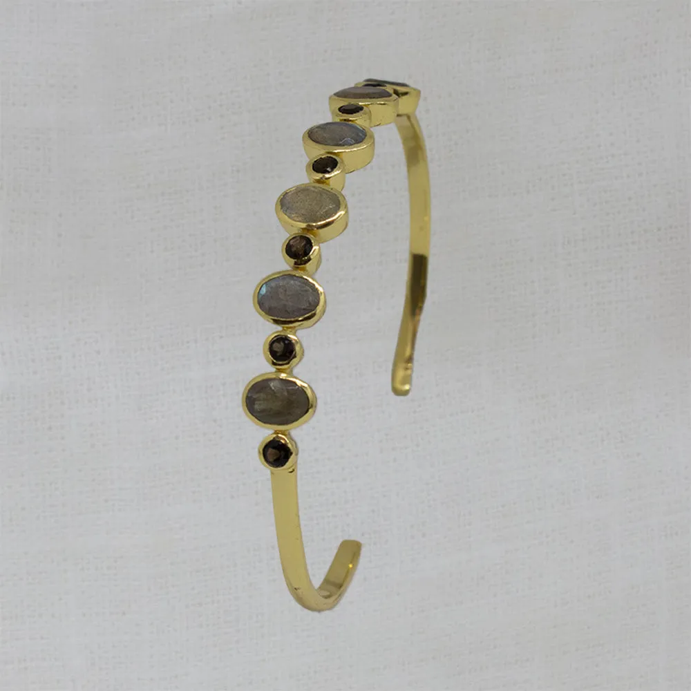 Multi-stone Gemstone Cuff Bracelet in Labradorite