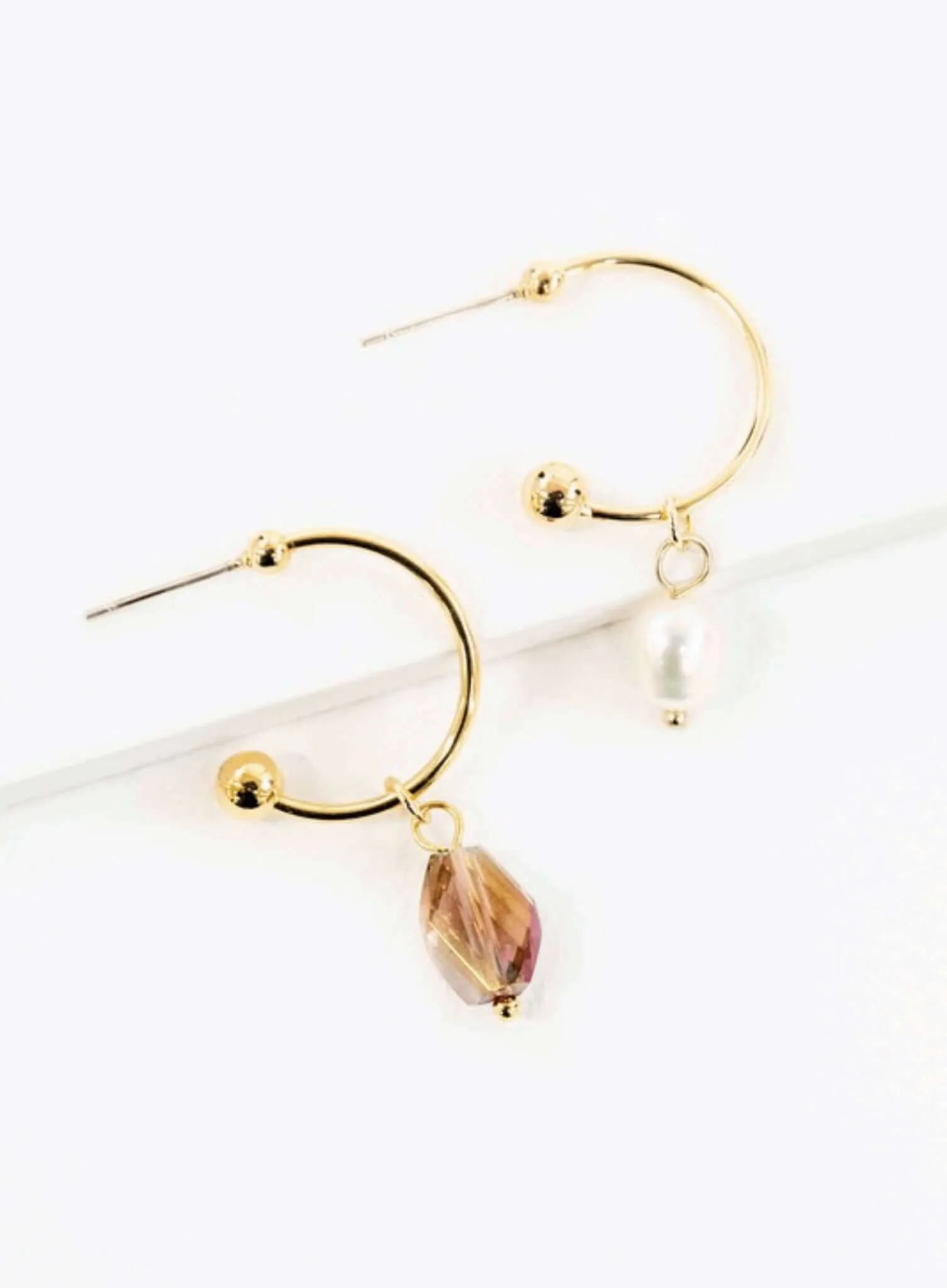 Nabi Pearl Asymmetrical Hoop Earrings