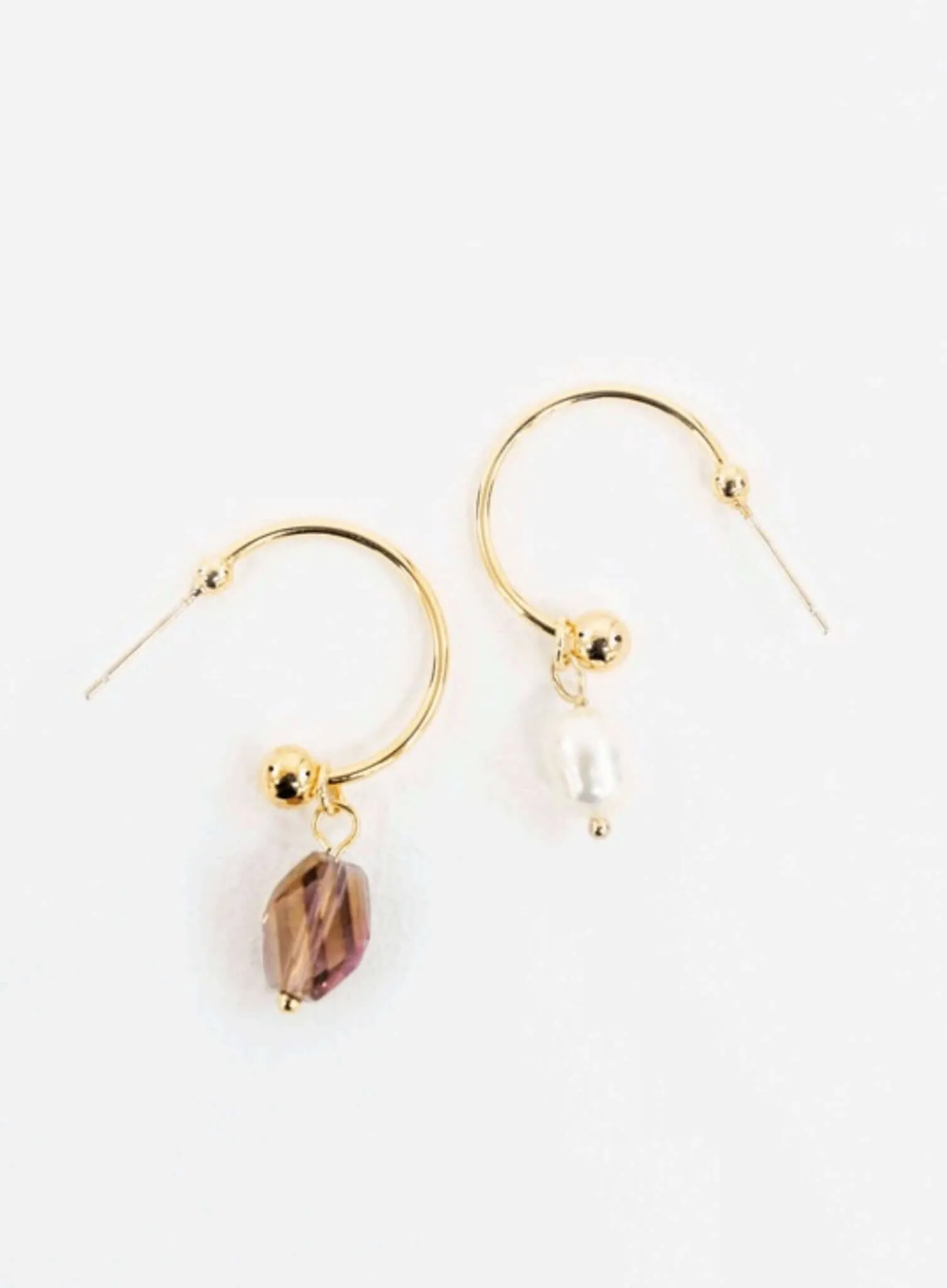 Nabi Pearl Asymmetrical Hoop Earrings
