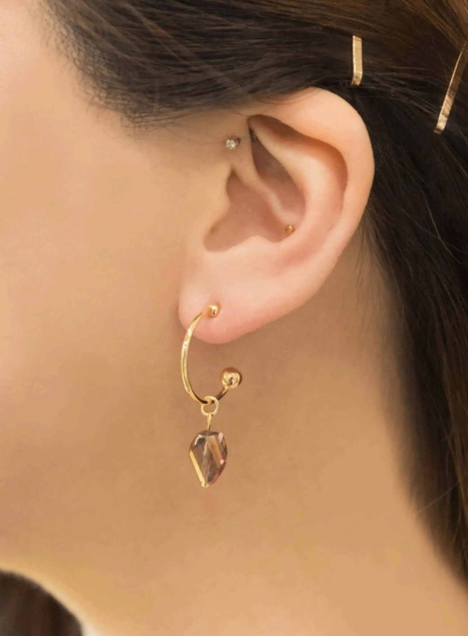 Nabi Pearl Asymmetrical Hoop Earrings