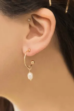 Nabi Pearl Asymmetrical Hoop Earrings