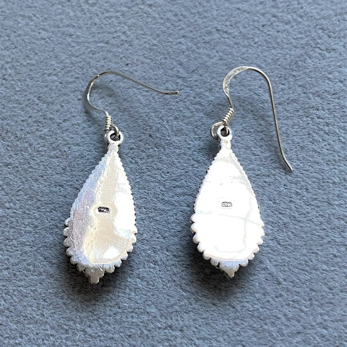 Native American Teardrop Cut Turquoise Southwestern Style Earrings - 925 Sterling Silver Earrings