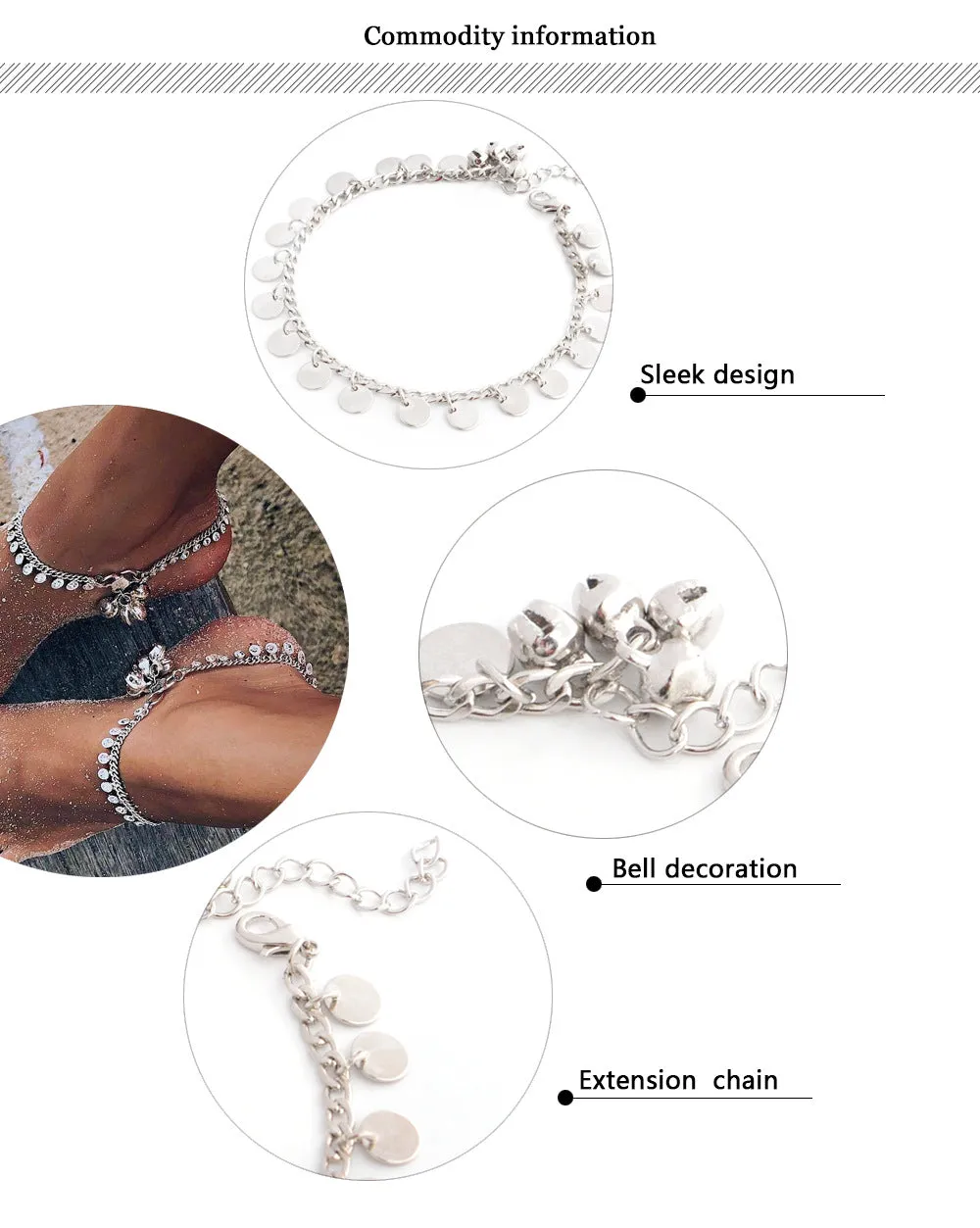 New bohemian bell handwoven bracelet anklet Woman