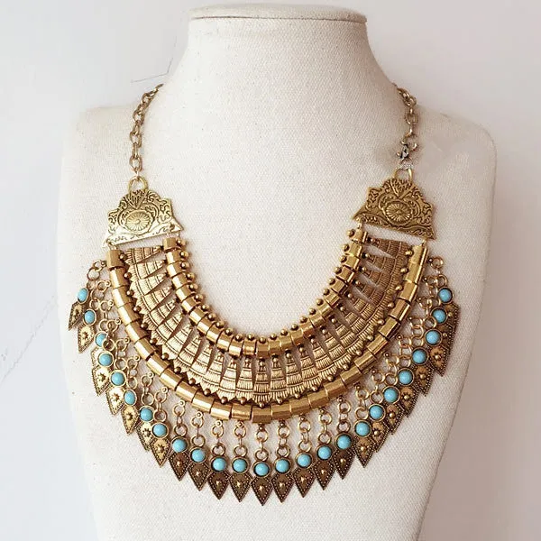 New Bohemian Fringe Tassel Collar Statement Necklace Vintage Boho Gypsy Silver Festival Turkish Ethnic Chunky Pendants Necklace