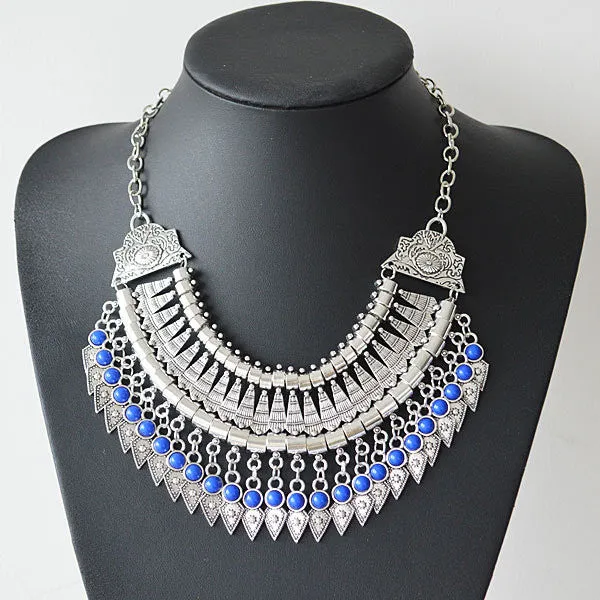 New Bohemian Fringe Tassel Collar Statement Necklace Vintage Boho Gypsy Silver Festival Turkish Ethnic Chunky Pendants Necklace