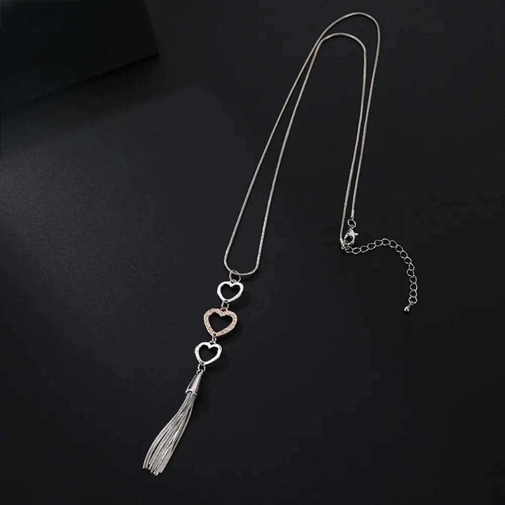 New Fashion Sweet Heart Necklace for Women Trendy Long Collar Chains