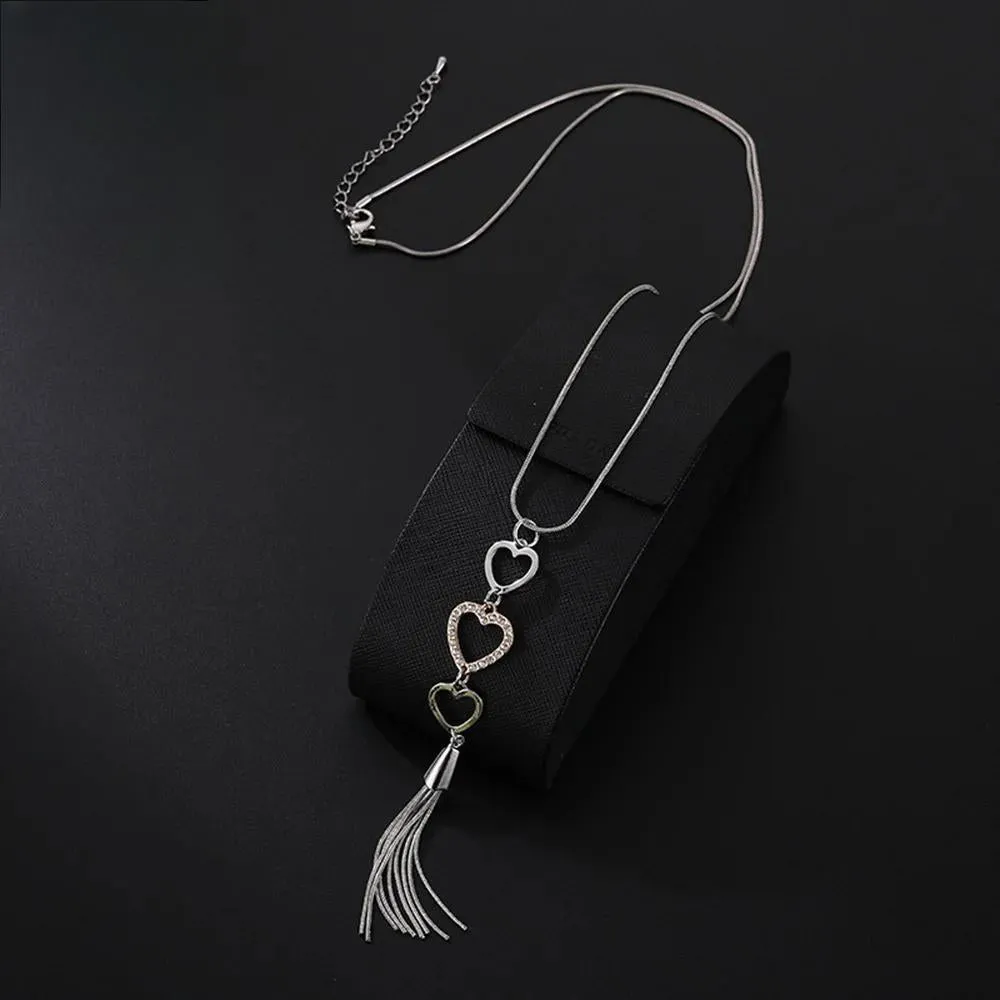 New Fashion Sweet Heart Necklace for Women Trendy Long Collar Chains