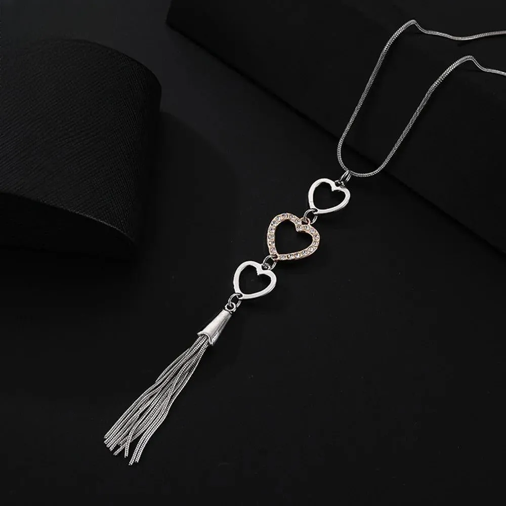 New Fashion Sweet Heart Necklace for Women Trendy Long Collar Chains
