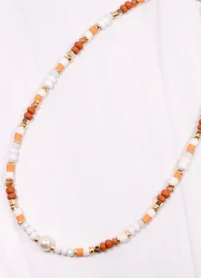 Oskar Beaded Necklace ORANGE WHITE