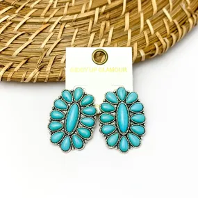Oval Cluster Earrings in Turquoise