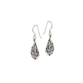 Oxidised Teardrop Hook Earrings