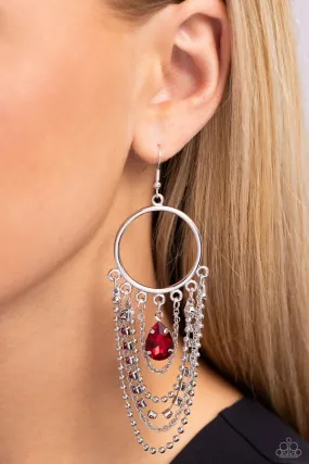 Paparazzi Earring ~ Cascading Clash - Red