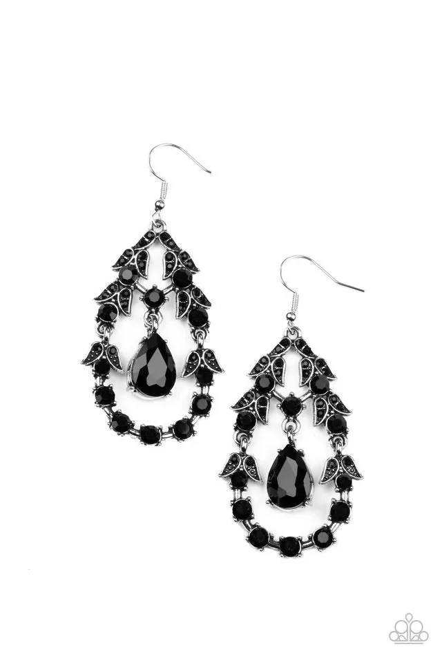 Paparazzi Earring ~ Garden Decorum - Black
