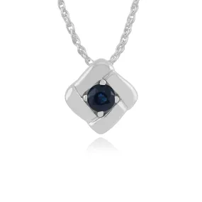 Pendentif Croisé Carré Classique Argent 925 Saphir