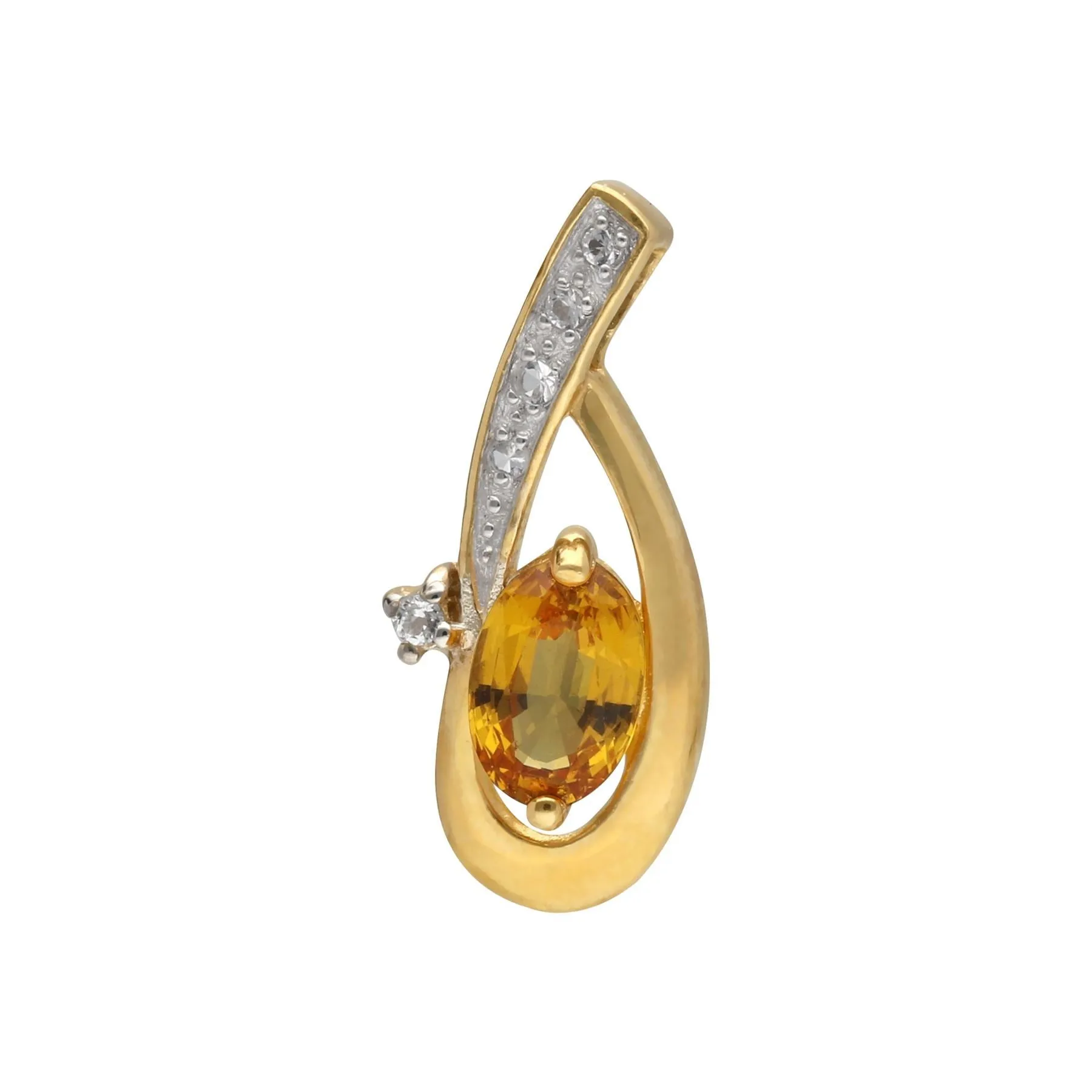 Pendentif Oval Kosmos Or Jaune 375 Saphire et Topaze Blanche