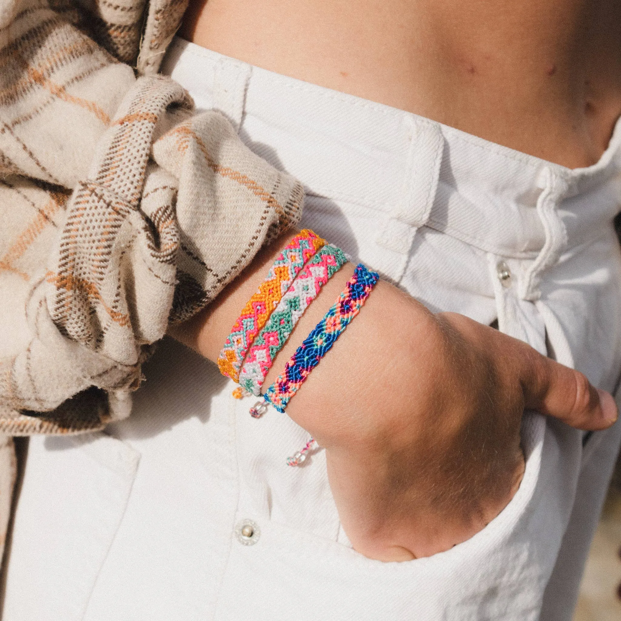 Pineapple Island - Leme Surf Bracelet, Braided Bracelet, by Pineapple Island : Aqua and Pink