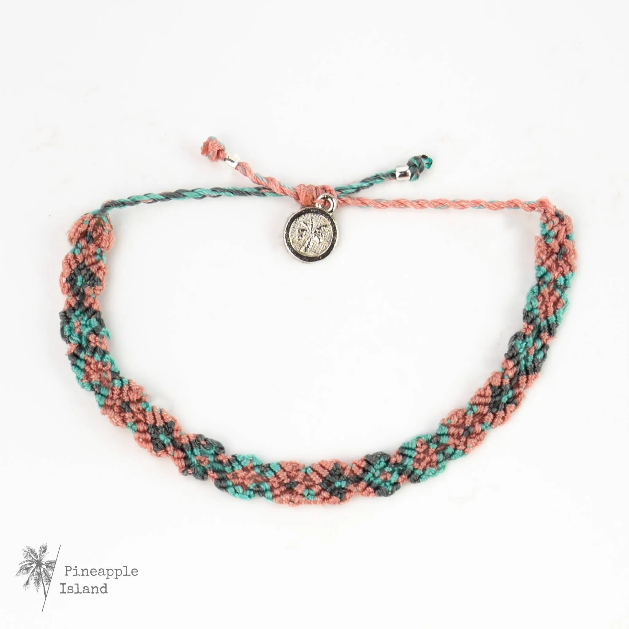 Pineapple Island - Leme Surf Bracelet, Braided Bracelet, by Pineapple Island : Aqua and Pink