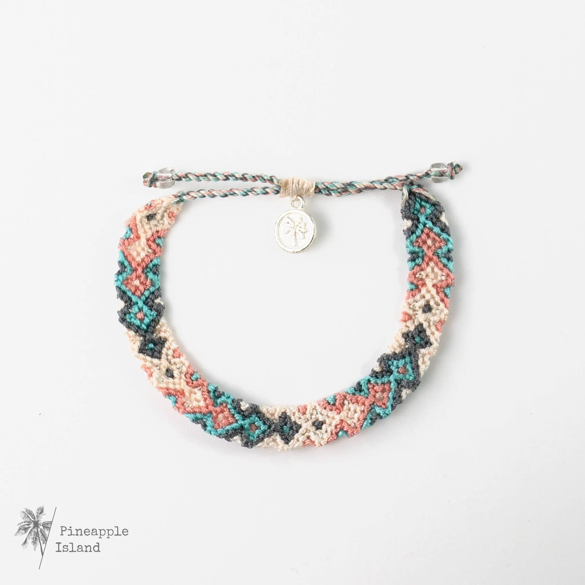 Pineapple Island - Leme Surf Bracelet, Braided Bracelet, by Pineapple Island : Aqua and Pink
