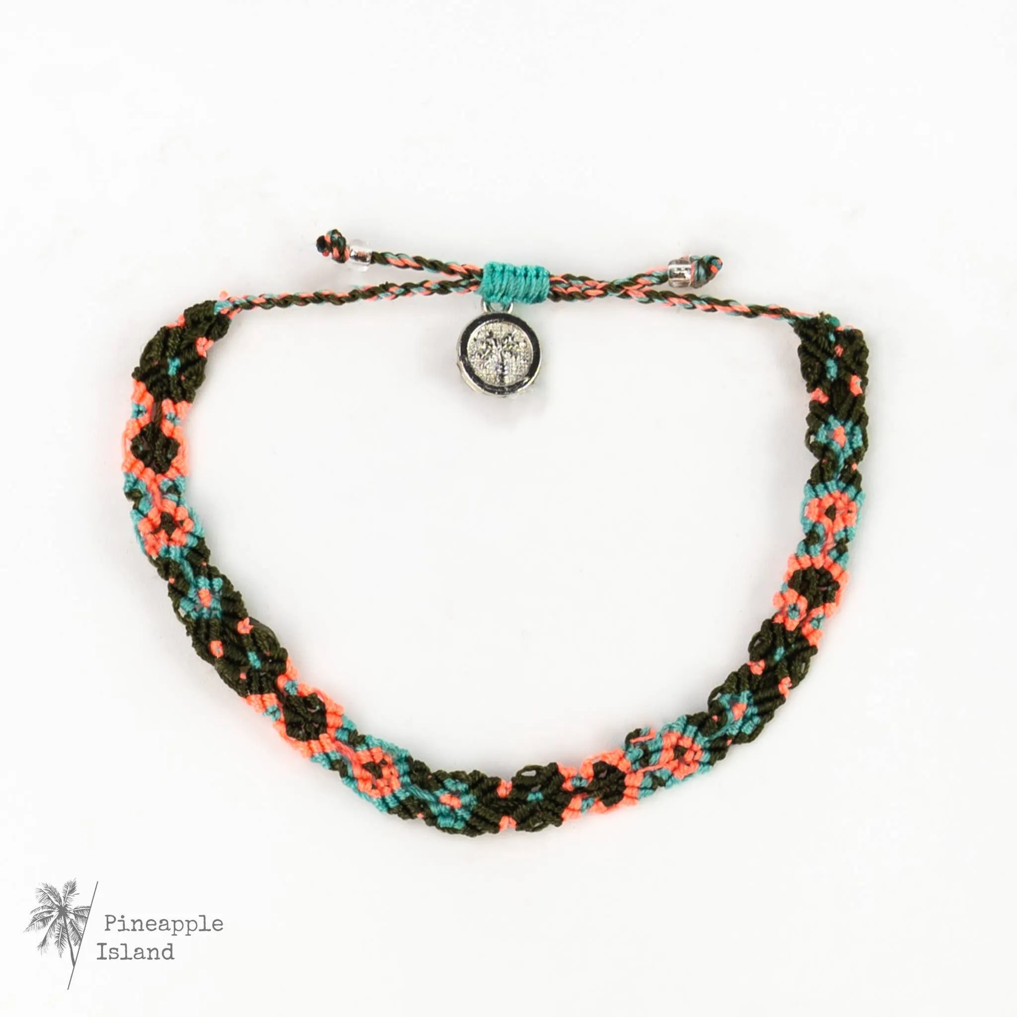 Pineapple Island - Leme Surf Bracelet, Braided Bracelet, by Pineapple Island : Aqua and Pink