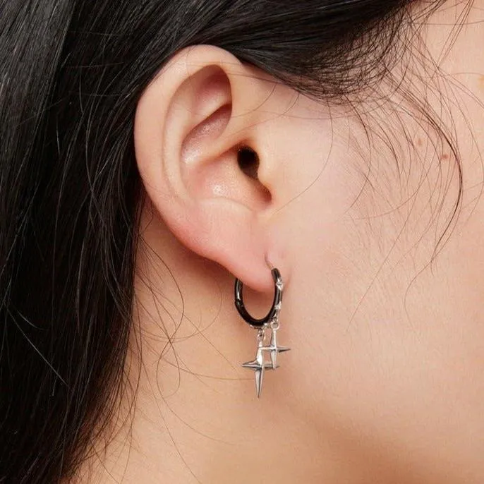 Punk Star & Moon Ear Buckles Asymmetric Hoop Earrings