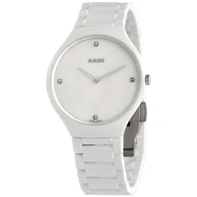 Rado True Thinline Mother of Pearl Dial White Ceramic Men's Watch R27957902
