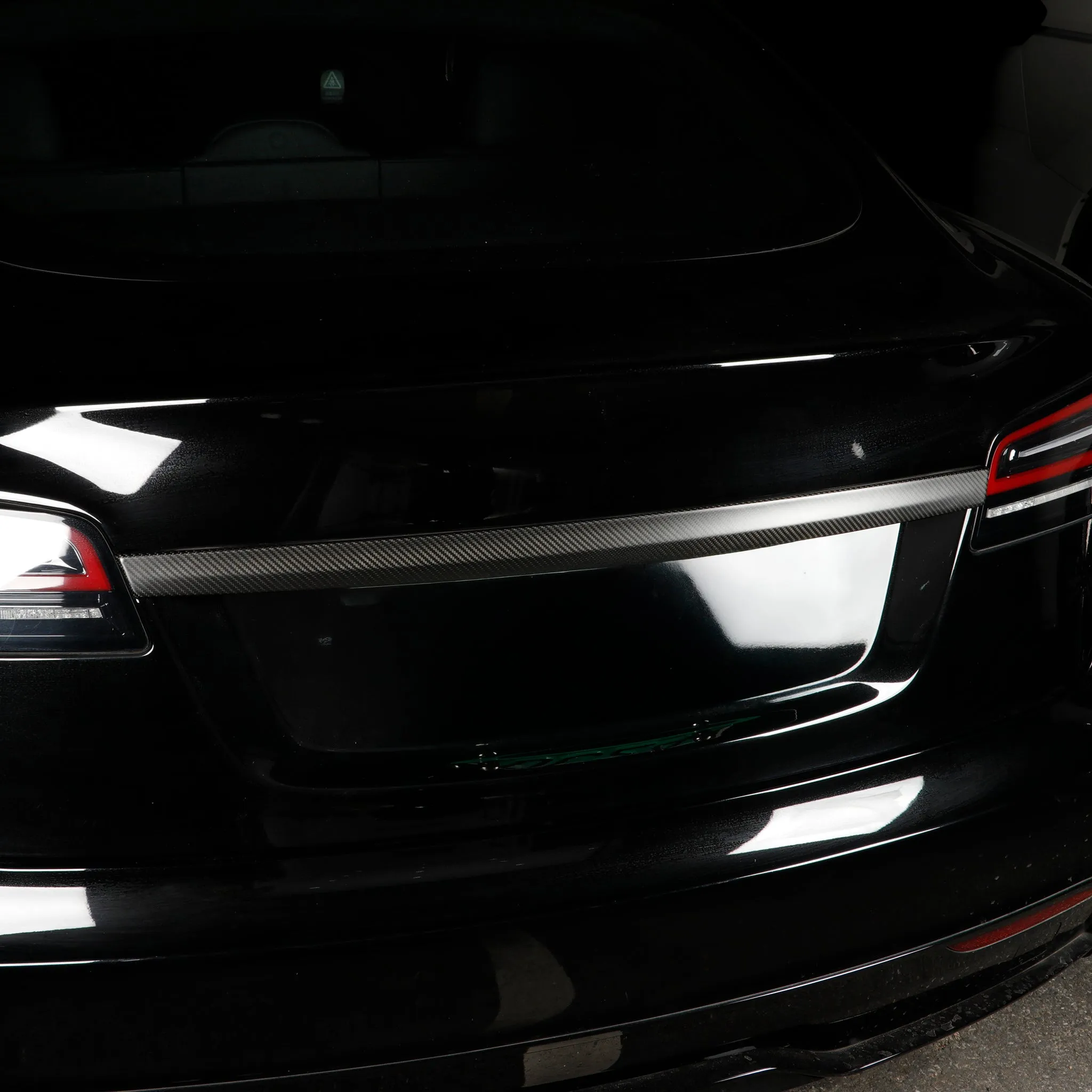 Real Carbon Fiber Tailgate Trim Cover for Tesla Model S 2021-2025 
