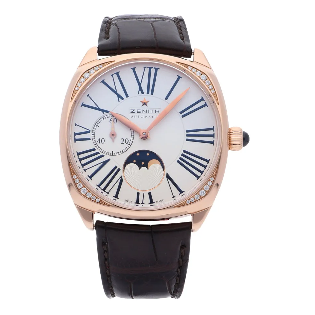 Reloj Zenith para caballero modelo Star Moonphase Heritage caja en oro rosa 18 kilates.