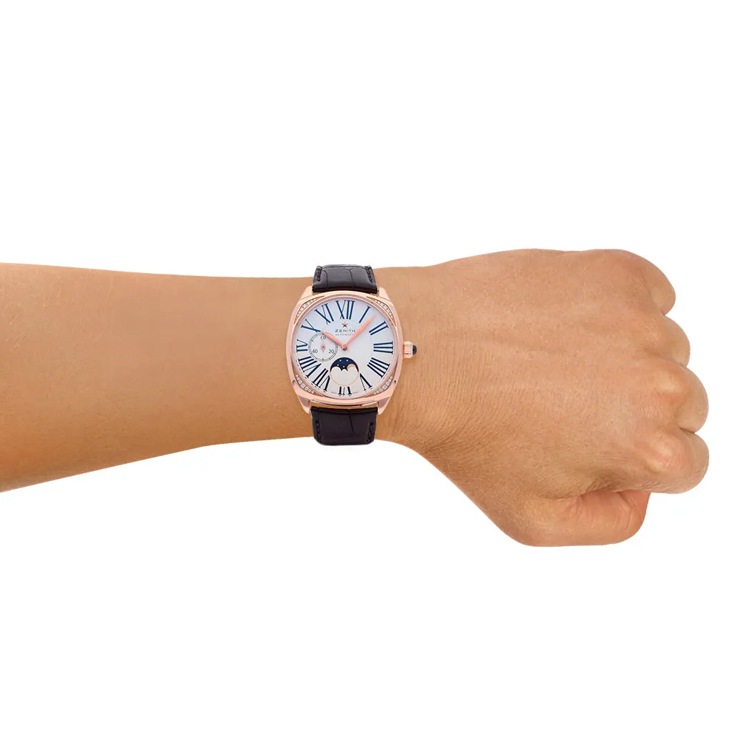Reloj Zenith para caballero modelo Star Moonphase Heritage caja en oro rosa 18 kilates.