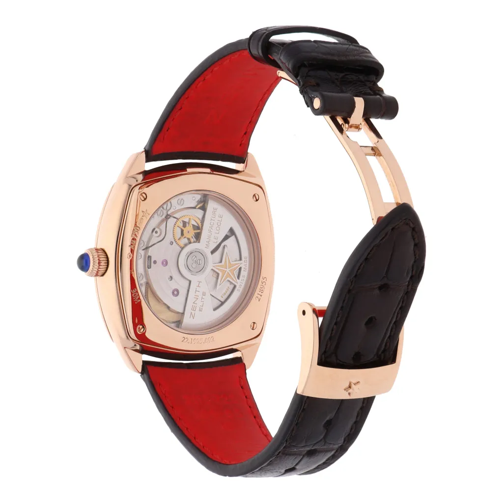 Reloj Zenith para caballero modelo Star Moonphase Heritage caja en oro rosa 18 kilates.