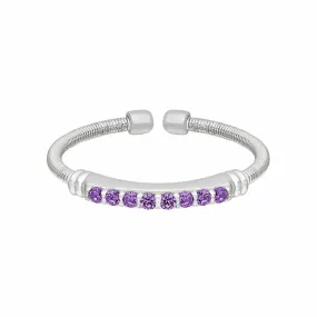 Rhodium Finish Sterling Silver Amethyst Birth Gems February Ring - LL7004R2-RH