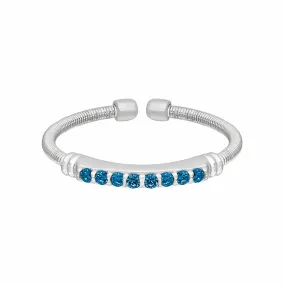 Rhodium Finish Sterling Silver Blue Zircon Birth Gems December Ring - LL7004R12-RH