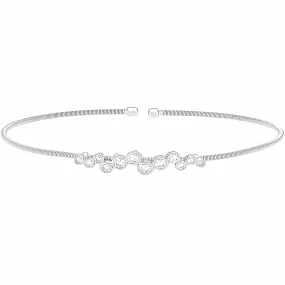 Rhodium Finish Sterling Silver Cable Cuff Bracelet - LL7065B-RH