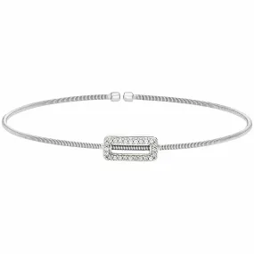 Rhodium Finish Sterling Silver Cable Cuff Bracelet - LL7067B-RH