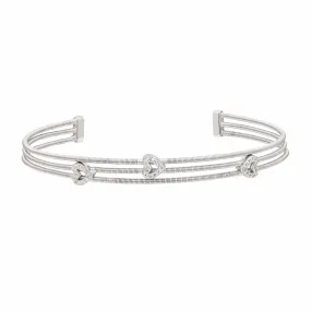 Rhodium Finish Sterling Silver Three Cable Cuff Bracelet - LL7010B-RH/RH