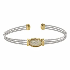 Rhodium Finish Sterling Silver Three Cable Cuff Bracelet - LL7013B-RH/G