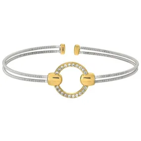 Rhodium Finish Sterling Silver Two Cable Cuff Bracelet - LL7035B-RH/G