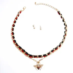 Ribbon Bee Necklace Set for a Buzzing Look