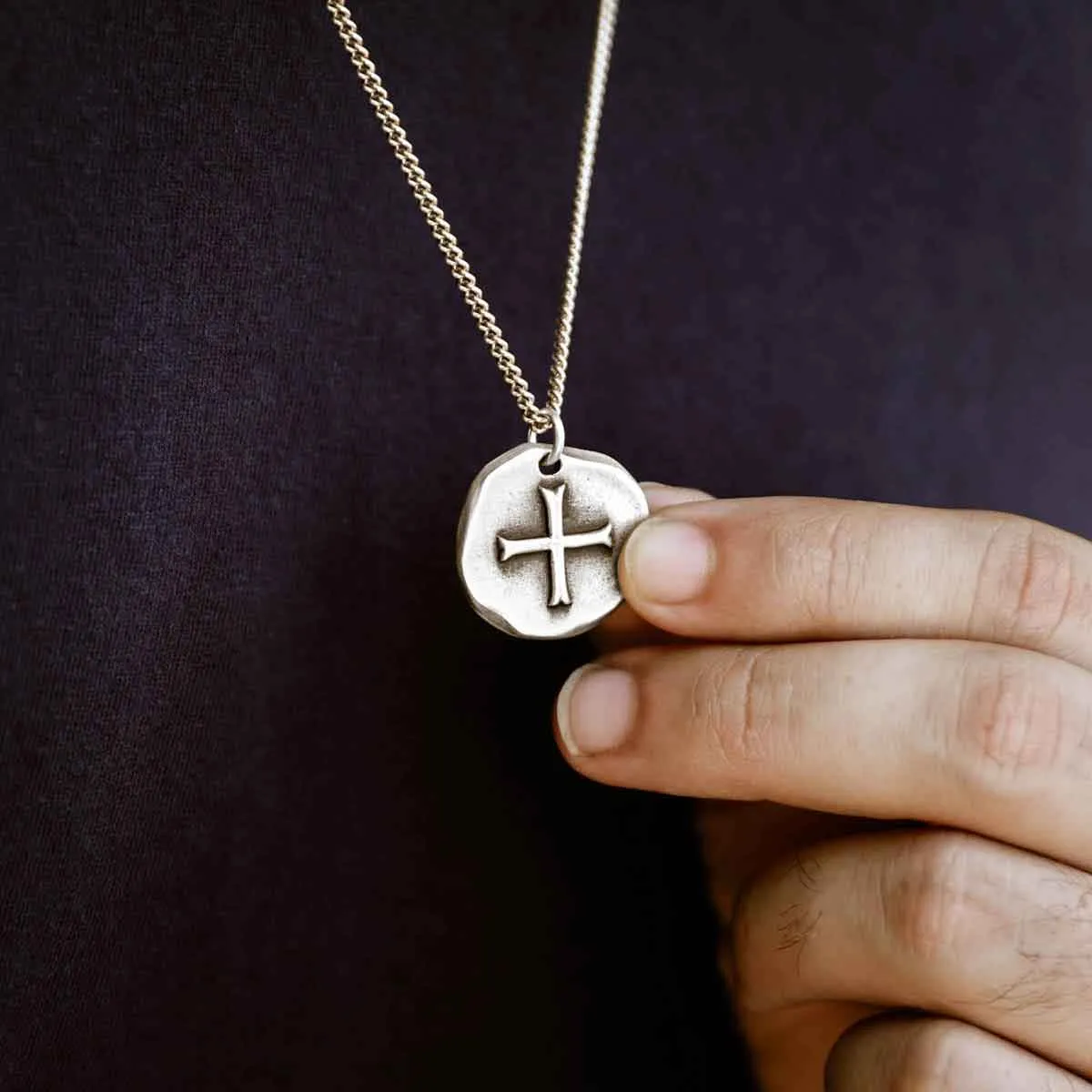 Roman Cross Coin Necklace (Sterling Silver)