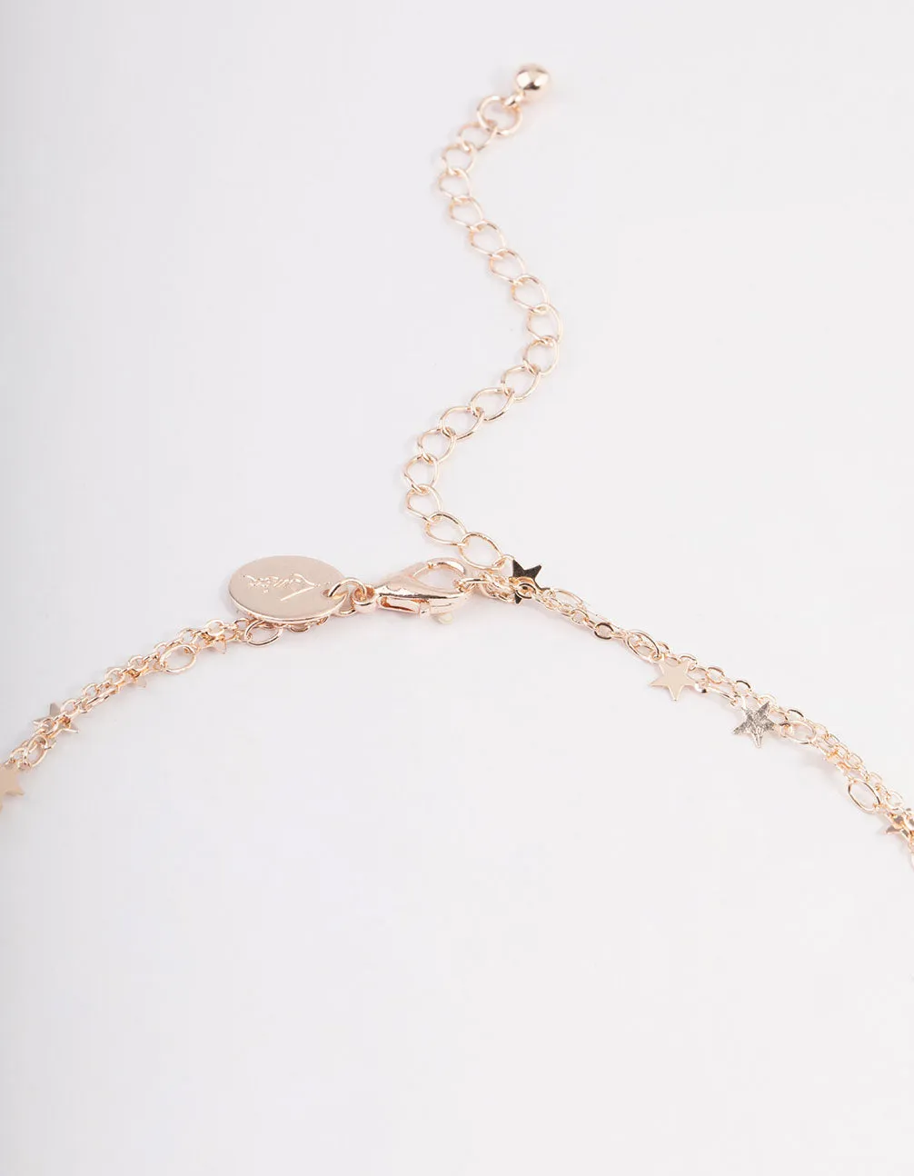Rose Gold Double Row Star Coin Motif Necklace