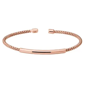 Rose Gold Finish Sterling Silver Rounded Box Link Cuff Bracelet - LL7099B-RG