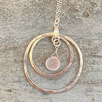 Rose Quartz Silver Hoop Earrings