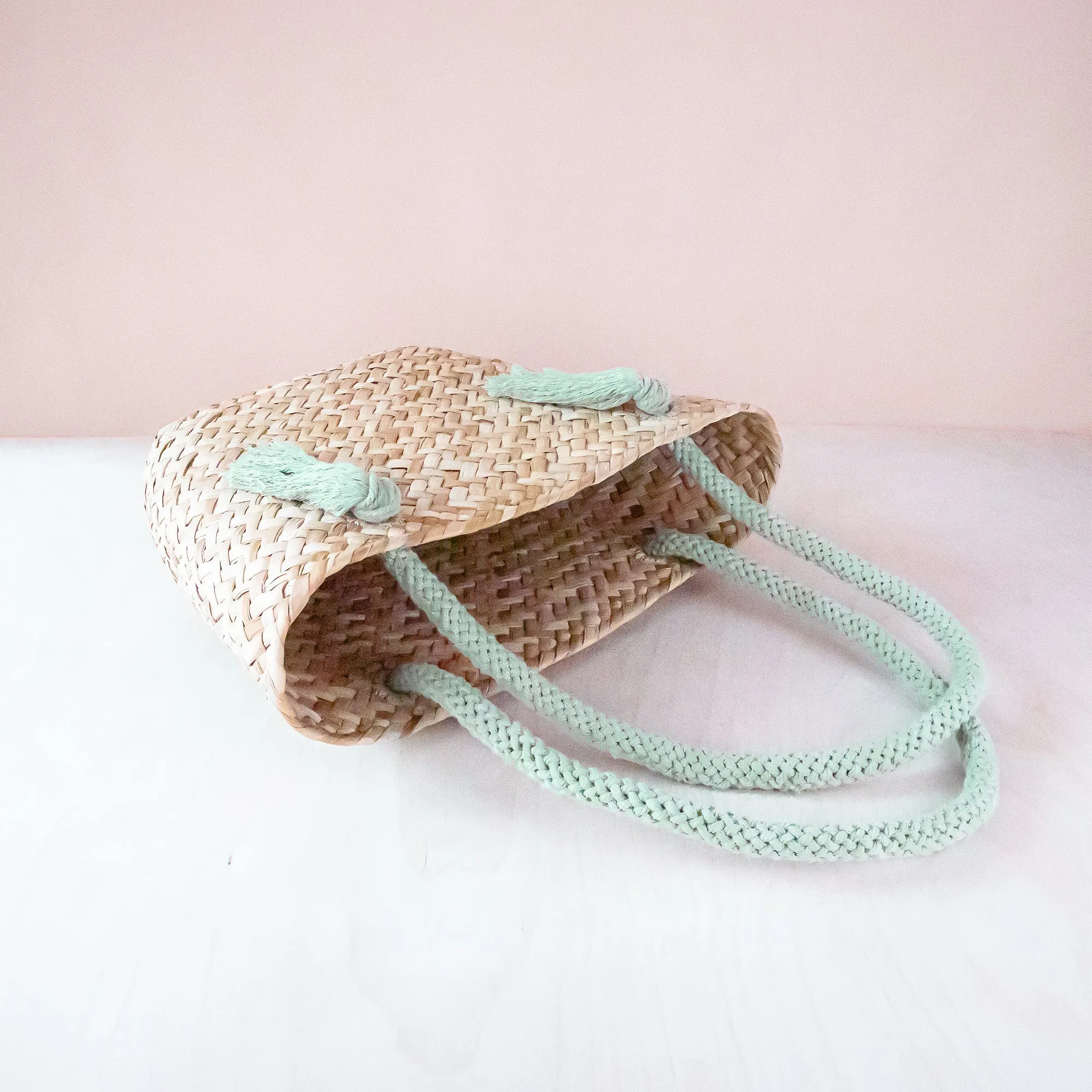 Sage Seagrass Tote Bag with Wrapped Handles - Market Tote | LIKHÂ